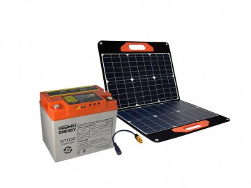 GOOWEI ENERGY sada batéria OTD33 (33Ah, 12V) a prenosný solárny panel 60W
