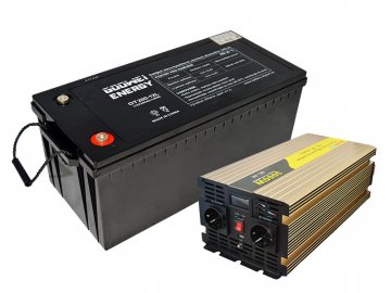 Sada trakčná batéria GOOWEI ENERGY OTL200-12 (200Ah) + menič ROGERELE REP3000-12 (3000W), 12V