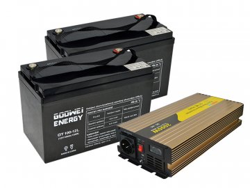 Sada trakčná batéria 2x GOOWEI ENERGY OTL100-12 (100Ah) + menič ROGERELE REP2000-24 (2000W), 24V