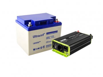 Záložný zdroj pre obehové čerpadlo-set meniča KOSUN (300W) a batérie Ultracell (45Ah)