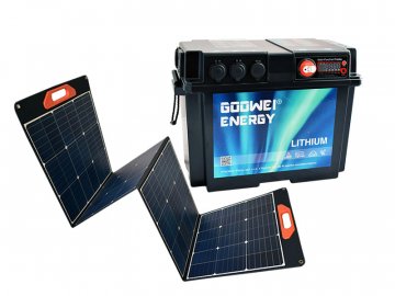 Set GOOWEI ENERGY lítiový batériový box (120Ah)+ solárny panel SN-ME-SC200W, 12V