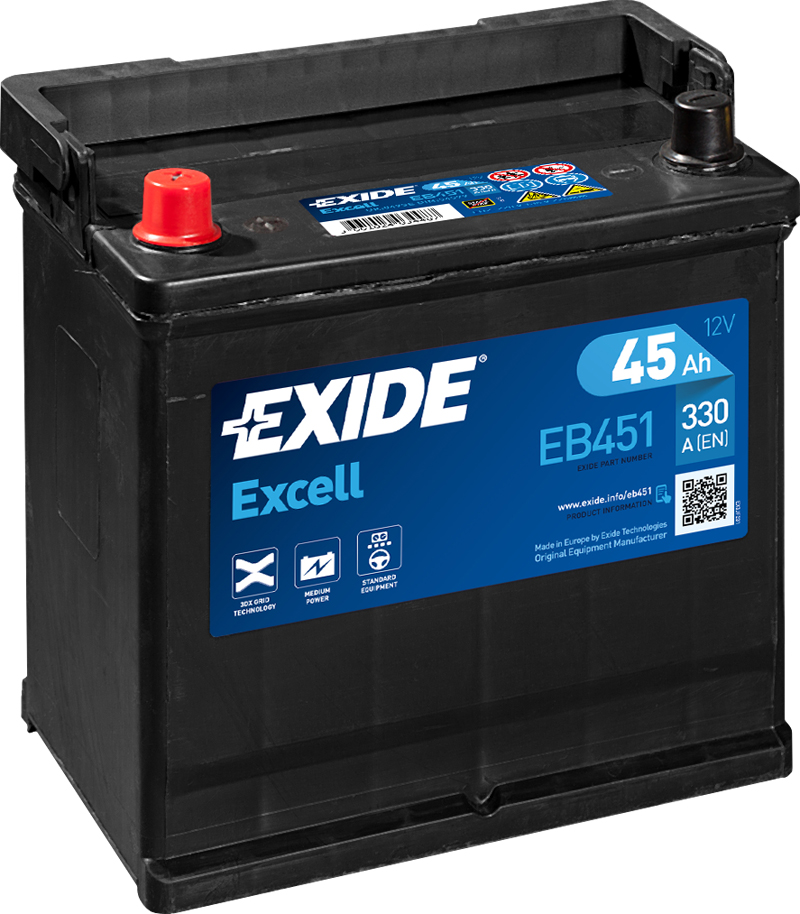 Exide Excell 12V 45Ah 330A EB451