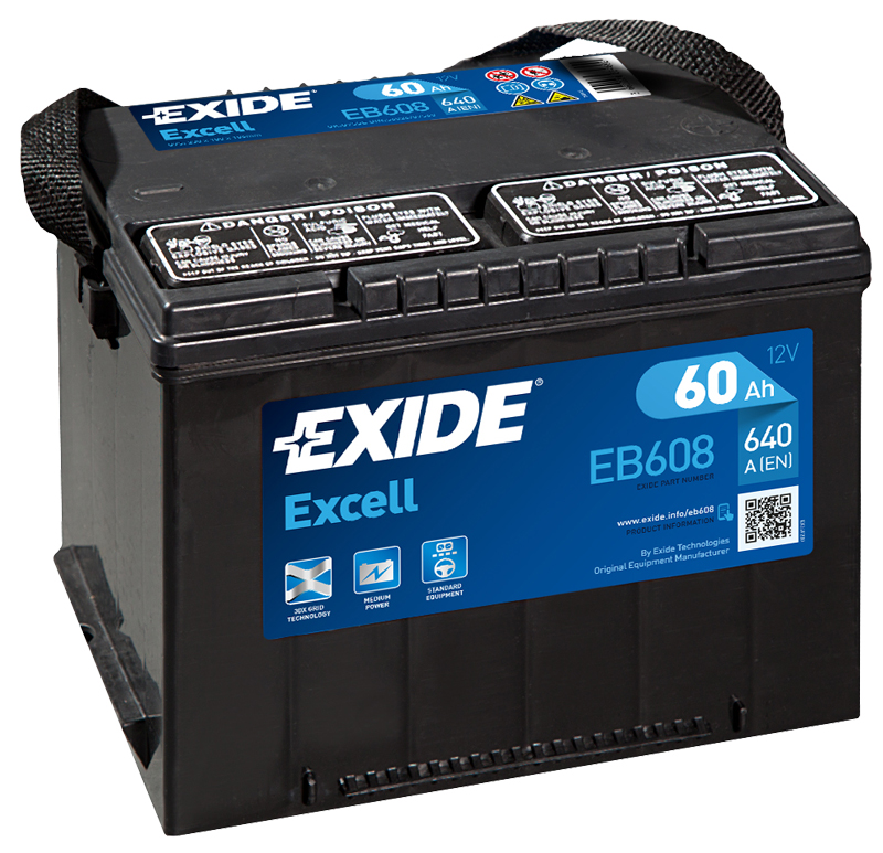 Exide Excell 12V 60Ah 640A EB608