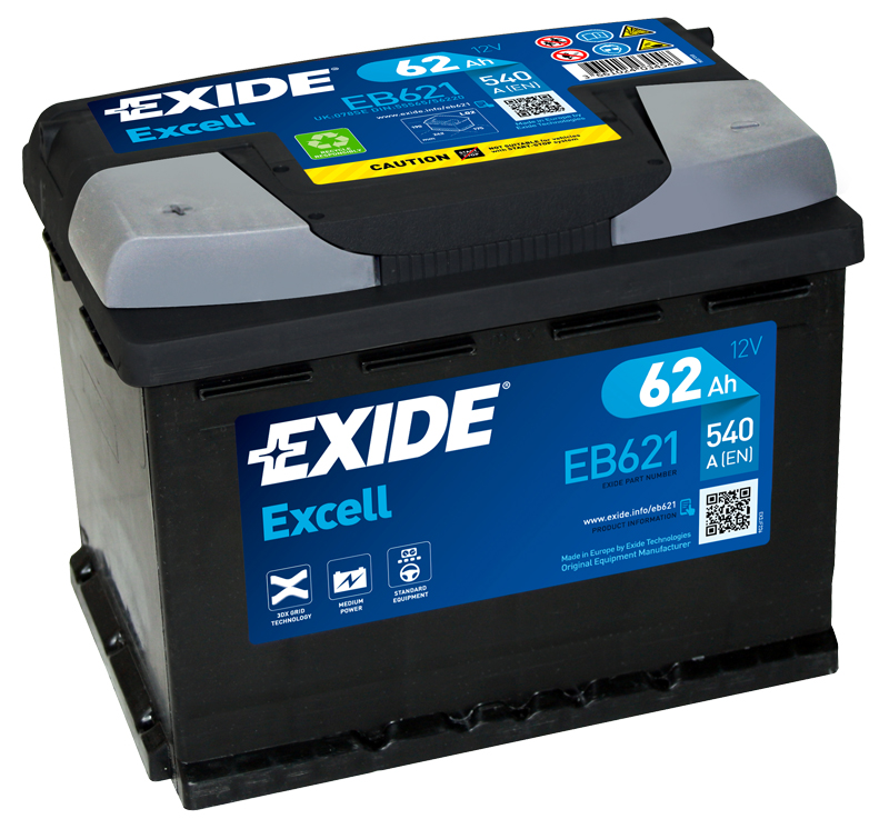 Exide Excell 12V 62Ah 540A EB621