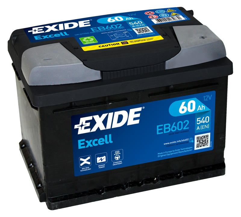 Exide Excell 12V 60Ah 540A EB602