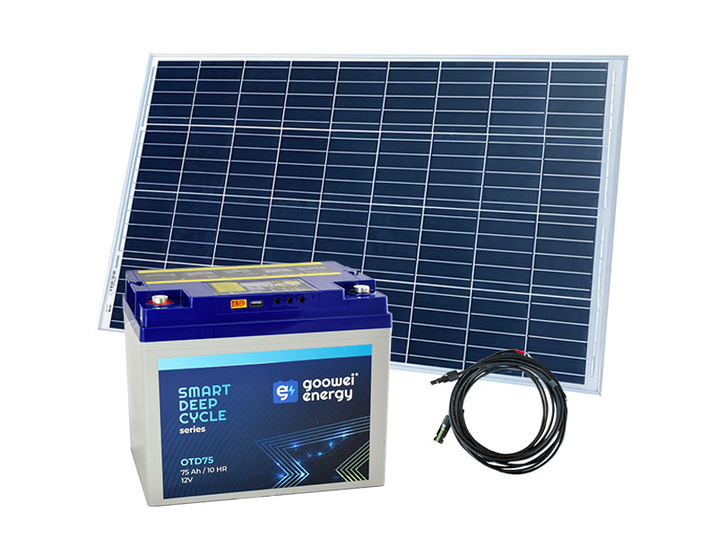 Sada batéria GOOWEI ENERGY OTD75 (75Ah, 12V) a solárny panel Victron Energy 130Wp/12V