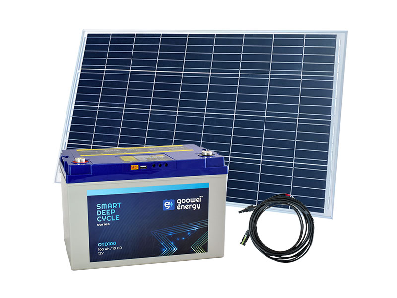Sada batéria GOOWEI ENERGY OTD100 (100Ah, 12V) a solárny panel Victron Energy 130Wp/12V