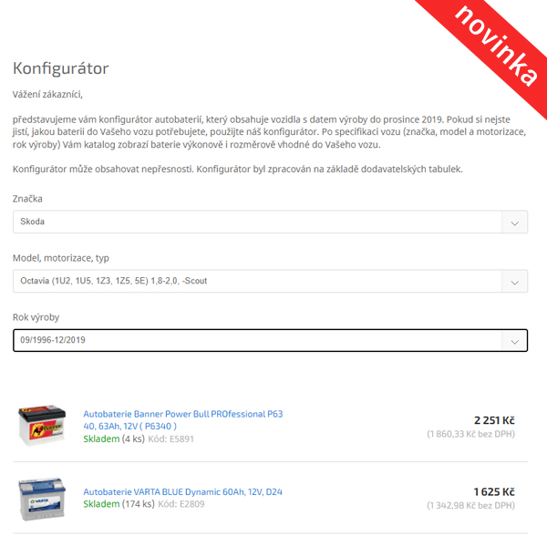 Nový konfigurátor autobaterií Battery.cz