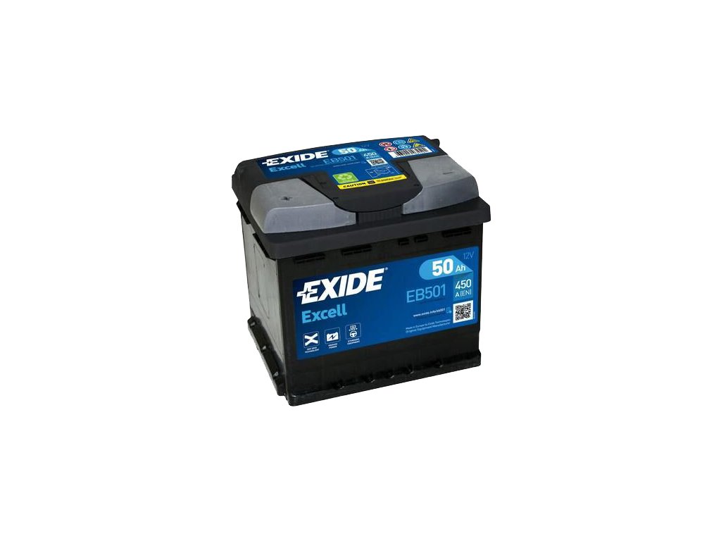 Autobaterie EXIDE Excell 50Ah, 450A, 12V, EB501