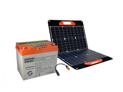 GOOWEI ENERGY set baterie OTD75 (75Ah, 12V) a přenosného solárního panelu 60W