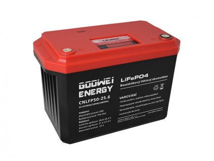 GOOWEI ENERGY trakční baterie (LiFePO4) CNLFP50-25.6, 50Ah, 25.6V
