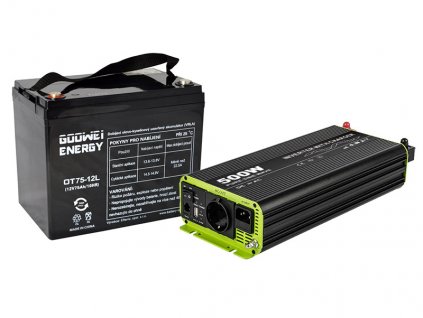 Záložní zdroj pro oběhové čerpadlo-set měniče KOSUN (500W) a baterie GOOWEI ENERGY (75Ah)