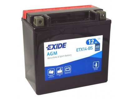 Motobaterie EXIDE ETX14-BS, 12V, 12Ah, 200A