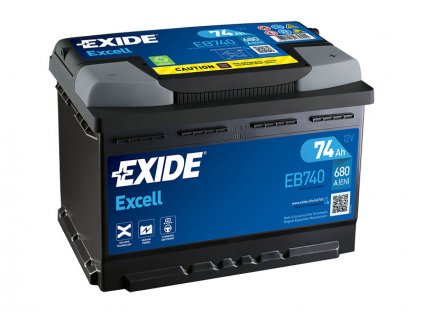 Autobaterie EXIDE Excell 74Ah, 680A, 12V, EB740
