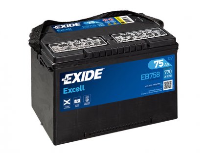 Autobaterie EXIDE Excell 75Ah, 770A, 12V, EB758