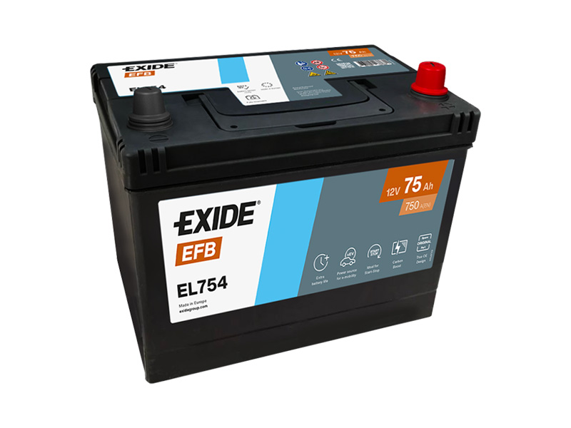 Levně Autobaterie EXIDE EFB 75Ah, 12V, EL754