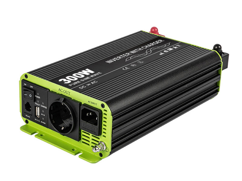 Kosun Měnič napětí výkon 300W čistý sinus UPS DC12V/AC230V USB černo-zelený KOS300-12