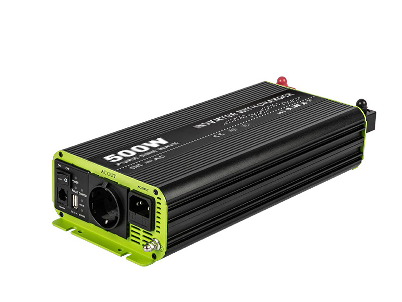 Kosun Měnič napětí výkon 500W čistý sinus UPS DC12V/AC230V USB černo-zelený KOS500-12