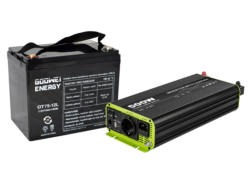 Kosun / Goowei Energy Záložní zdroj pro oběhové čerpadlo – set (Kosun 500W RSC500P-212 + Goowei Energy 75Ah OTL75-12)