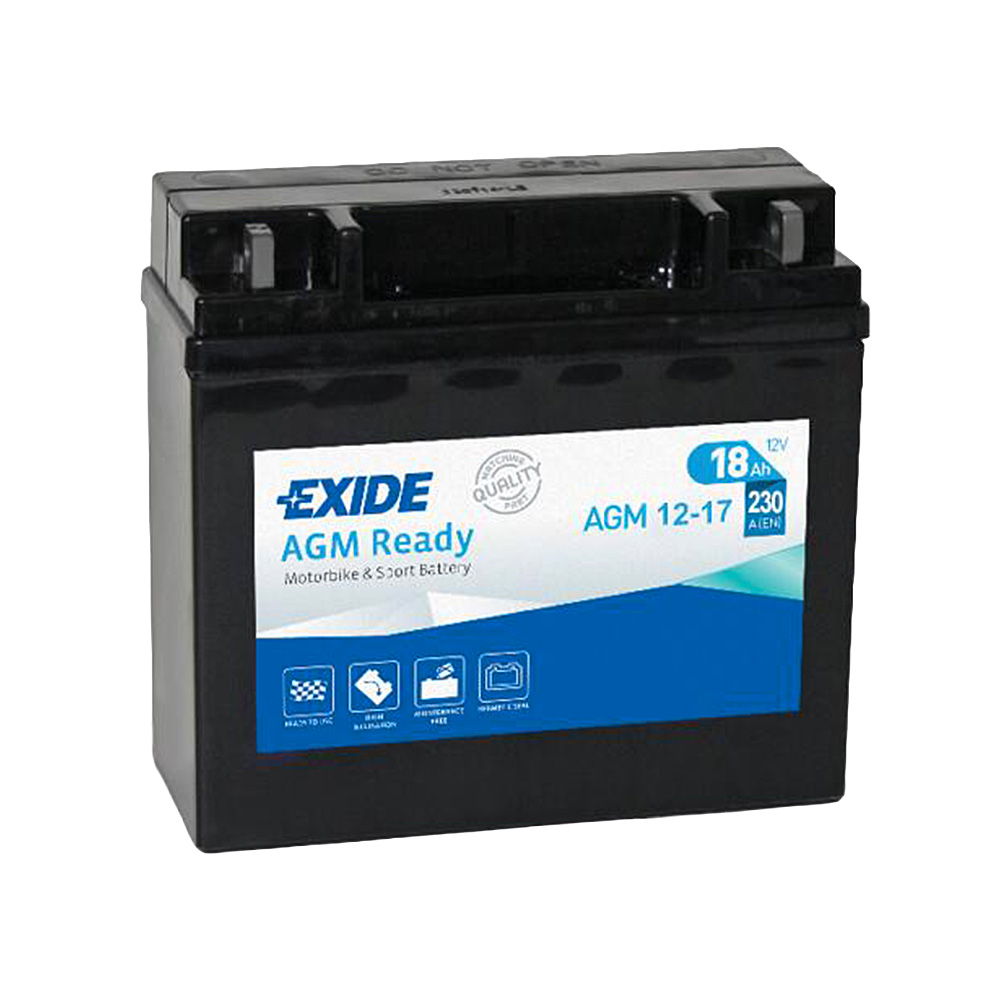 Motobaterie EXIDE BIKE AGM Ready AGM12-17, 12V, 18Ah, 230A