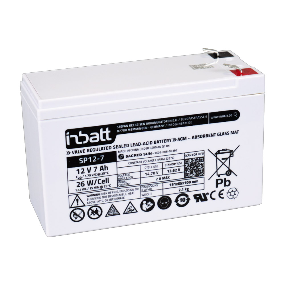 Záložní baterie INBATT SP12-7, 12V, 6.4Ah