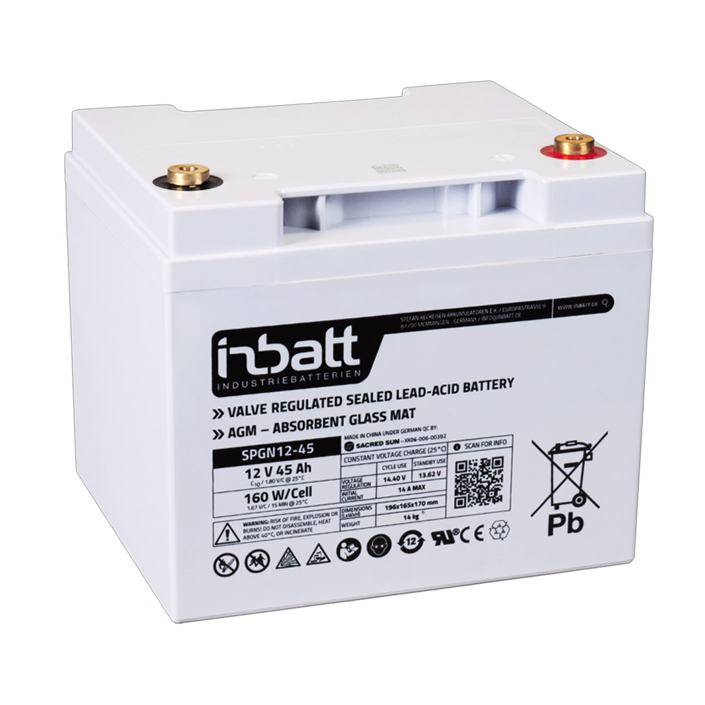 Záložní baterie INBATT SPGN12-45, 12V, 45Ah