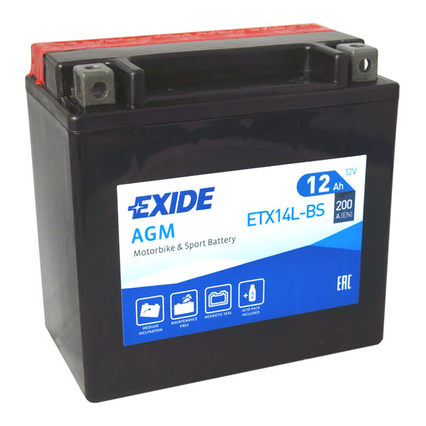 Levně Motobaterie EXIDE ETX14L-BS, 12V, 12Ah