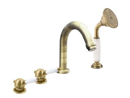 LABE - Vanová baterie 4-otvorová, Stará mosaz (Bronz) L562.0PSM, RAV Slezák (Barva Stará mosaz (Bronz), Rozměr 3,8")