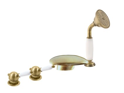 LABE - Vanová baterie 4-otvorová, Stará mosaz (Bronz) L570.0PSM, RAV Slezák (Barva Stará mosaz (Bronz), Rozměr 3,8")