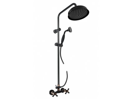 MORAVA RETRO - Sprchový systém s vodovodní baterií, Černá matná/Stará mosaz (Bronz) MK381.5/7CMATSM, RAV Slezák (Barva Černá matná/Stará mosaz (Bronz), Rozměr 100 mm)