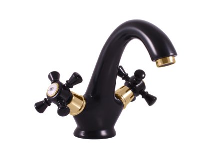 MORAVA RETRO - Umyvadlová baterie bez výpusti, Černá matná/Zlatá MK328.0CMATZ, RAV Slezák (Barva Černá matná/Zlatá, Rozměr 3,8")
