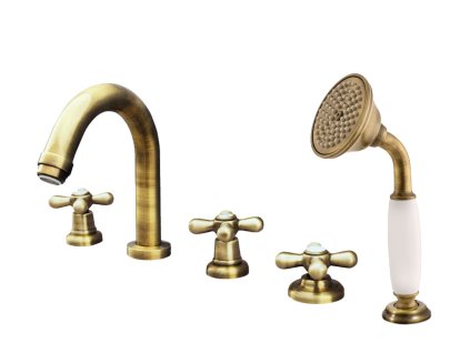 MORAVA RETRO - Vanová baterie 5-otvorová, Stará mosaz (Bronz) MK162.0PSM, RAV Slezák (Barva Stará mosaz (Bronz), Rozměr 3,8")