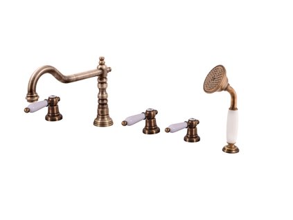 MORAVA RETRO - Vanová baterie 5-otvorová, Stará mosaz (Bronz) MK564.0PSM, RAV Slezák (Barva Stará mosaz (Bronz), Rozměr 3,8")