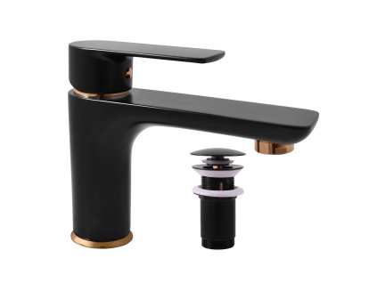 VLTAVA - Umyvadlová baterie s výpustí, Černá matná/Zlatá VT427.0KCMATZ, RAV Slezák (Barva Černá matná/Zlatá, Rozměr 3,8")