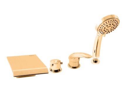 DUNAJ - Vanová baterie 4-otvorová, vodopád, Zlatá - lesklá D473.0PZ, RAV Slezák (Barva ZLATÁ - lesklá, Rozměr 3,8")