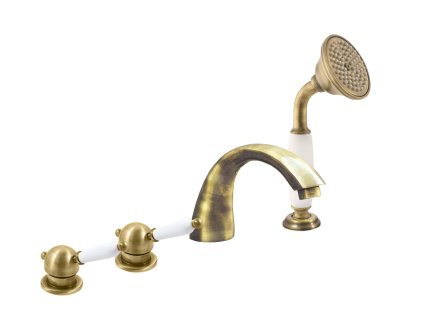 LABE - Vanová baterie 4-otvorová, Stará mosaz (Bronz) L569.0PSM, RAV Slezák (Barva Stará mosaz (Bronz), Rozměr 3,8")