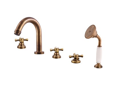 MORAVA RETRO - Vanová baterie 5-otvorová, Stará mosaz (Bronz) MK362.0PSM, RAV Slezák (Barva Stará mosaz (Bronz), Rozměr 3,8")