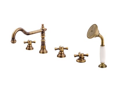 MORAVA RETRO - Vanová baterie 5-otvorová, Stará mosaz (Bronz) MK364.0PSM, RAV Slezák (Barva Stará mosaz (Bronz), Rozměr 3,8")