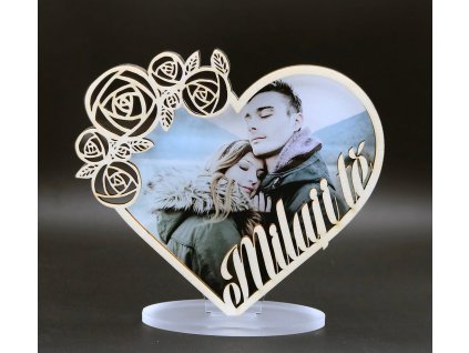 Akrylátové srdce Valentýn I. s vlastní fotografií a textem