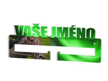 Akrylátový věšák na medaile KONÍK - s vlastním textem
