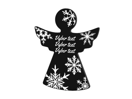 Akrylátová vánoční ozdoba - ANDÍLEK BLACK - s vlastním textem na míru