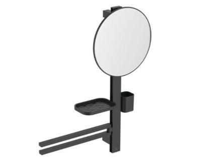 2080 ideal standard alu m cierne kozmeticke zrkadlo 32cm s 2 polickami a vesiakmi bd588xg