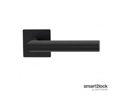 Griffwerk Lucia Piatta S Quattro smart2lock kľučka na tenkej rozete uzamykateľná čierna (Orientácia Pravá, Povrch čierna matná (CM), Typ WC - uzamykateľné)