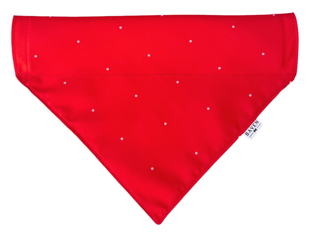 Červený šátek pro psa s jemným bílým puntíkem