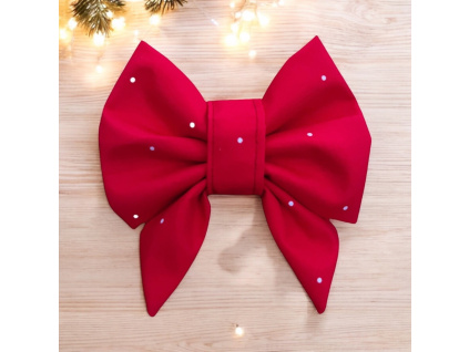 Červená mašle pro psa s jemným bílým puntíkem