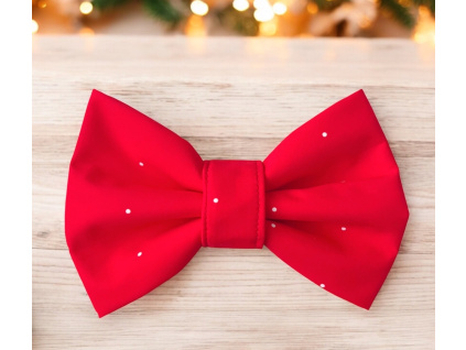 Červený motýlek pro psa s jemným bílým puntíkem