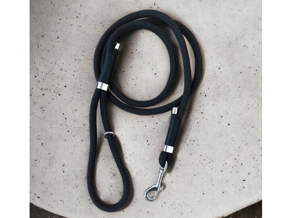 Černé provazové lanové vodítko pro psa Premium Black