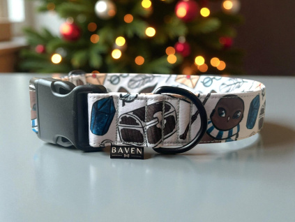 Světle šedý obojek pro psa s motivem Harry Potter