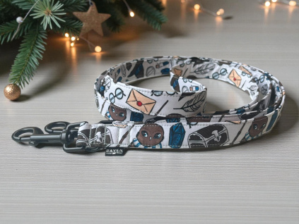 Světle šedé vodítko Hogwarts Blue ve stylu Harry Potter