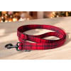 Vodítko pro psa s károvým vzorem v červeno-černé barvě